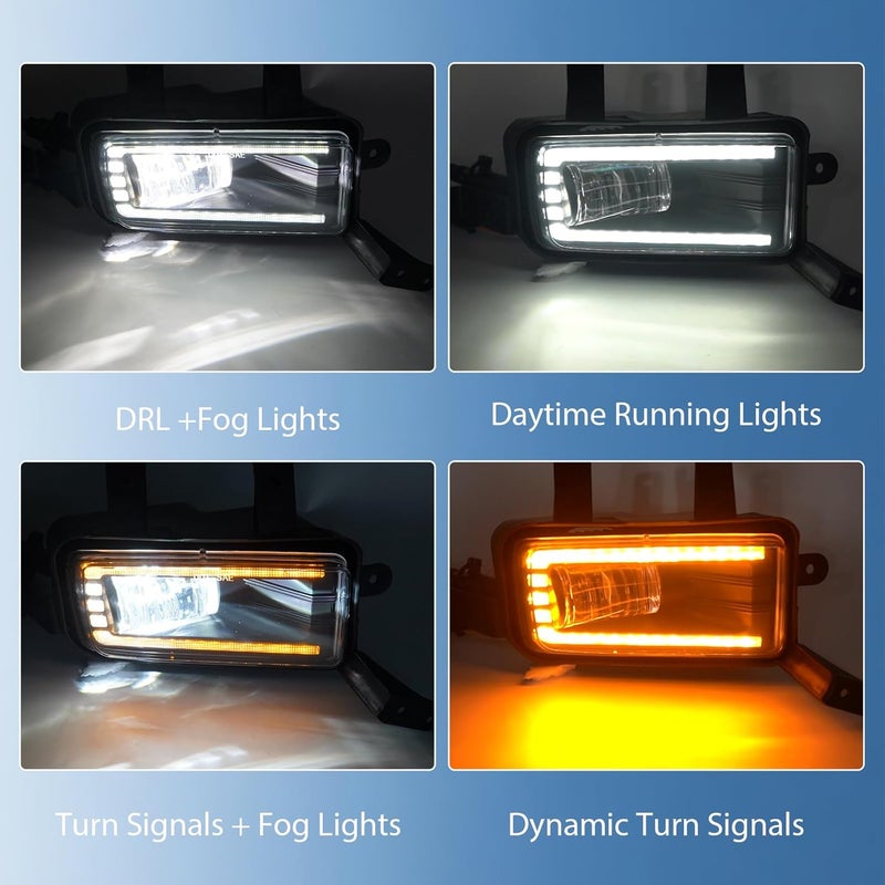 BOXLIGHT LED Fog Lights W/DRL and Dynamic Turn Signals Fit for 2015-2020 Chevy Suburban Tahoe GMC Yukon & Yukon XL Bumper Driving Lamps Fog Lamps - Image 3